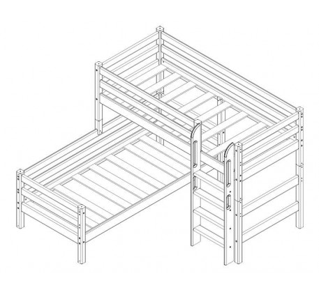 Угловая кровать Соня двухъярусная с наклонной лестницей. Вариант 8